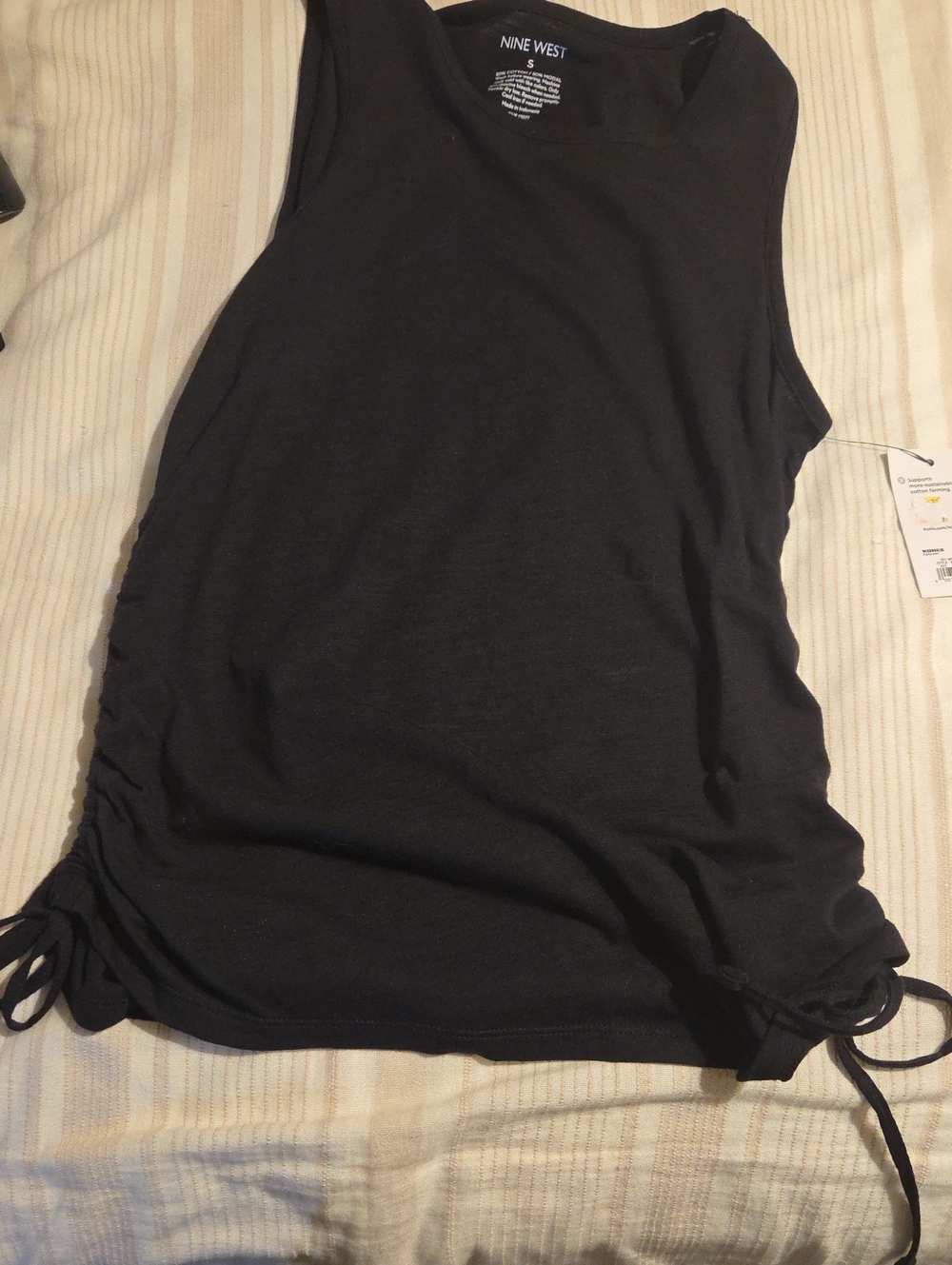 Nine West Women's Black Ruched Side Tank Top